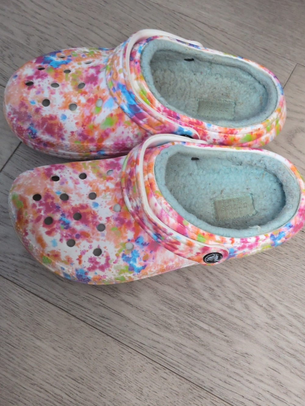 Crocs Fuzzy-Lined Tie-Dye Slip-On Clogs